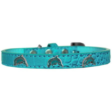 MIRAGE PET PRODUCTS Dolphin Widget Croc Dog CollarTurquoise Size 16 720-20 TQC16